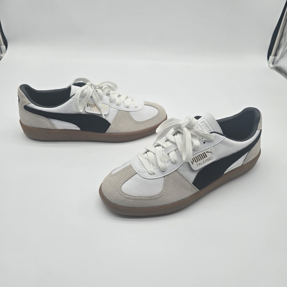 Puma Palermo Mens Size 13 White Leather Soccer Futbol Gum Sole Casual 396464-01